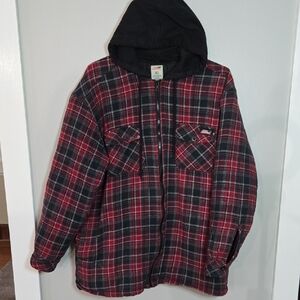 Red and Black Plaid Hooded Jacket